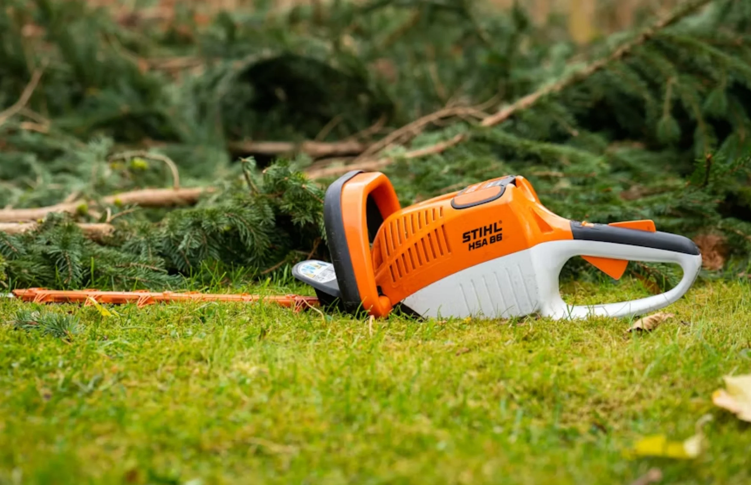 Stihl hedge trimmer after finishing a garden hedging job in maitland