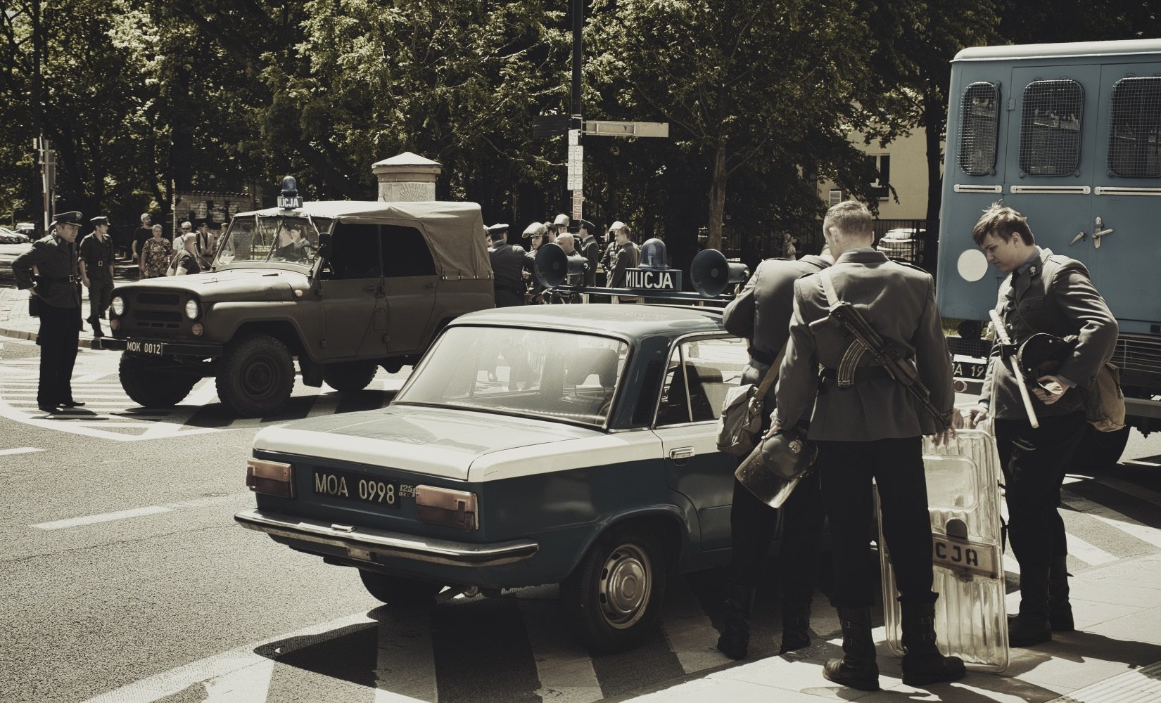 A photograph taken during a movie set, Warsaw