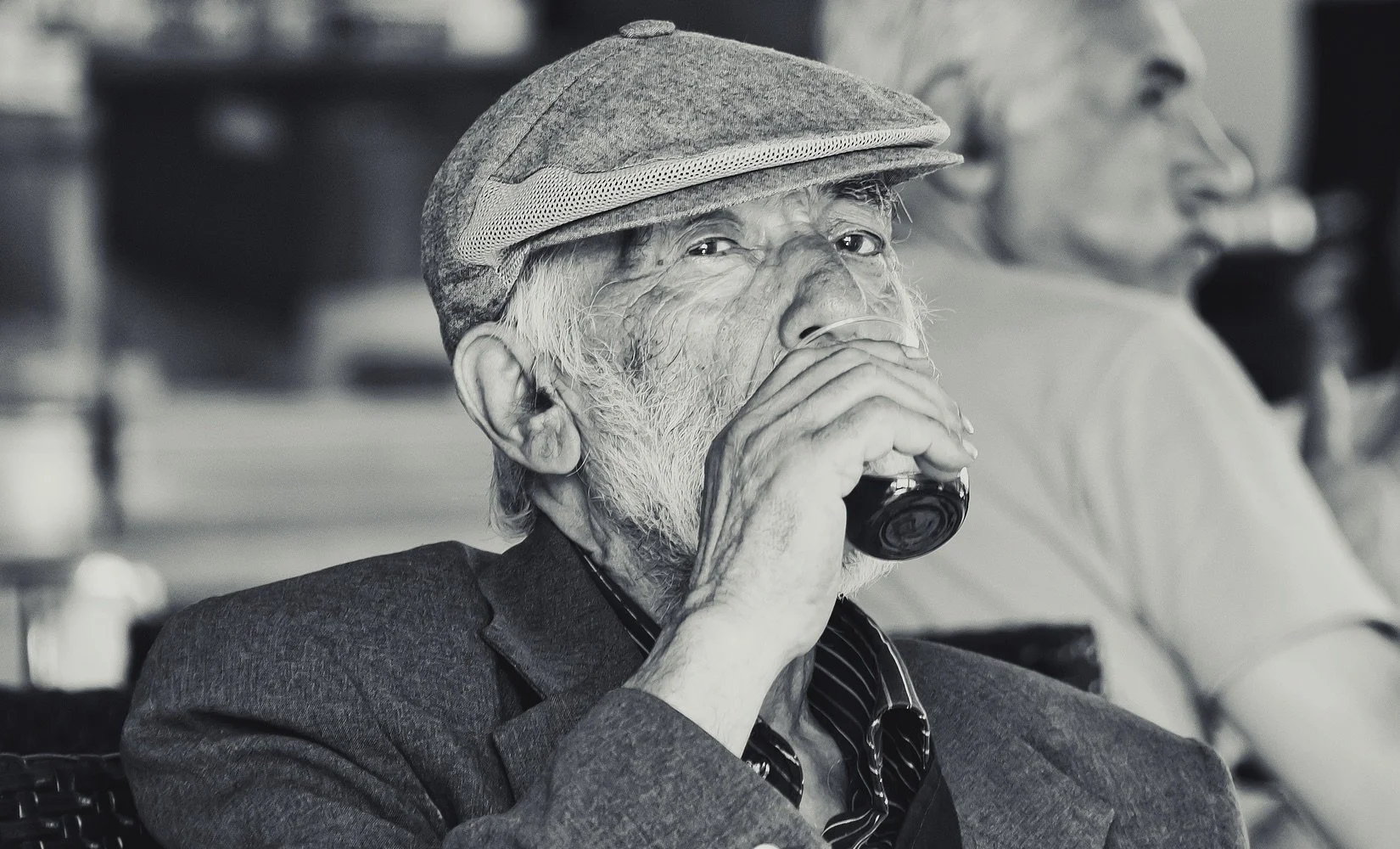 A Turkish man enjoying tea, Istanbul, Turkey