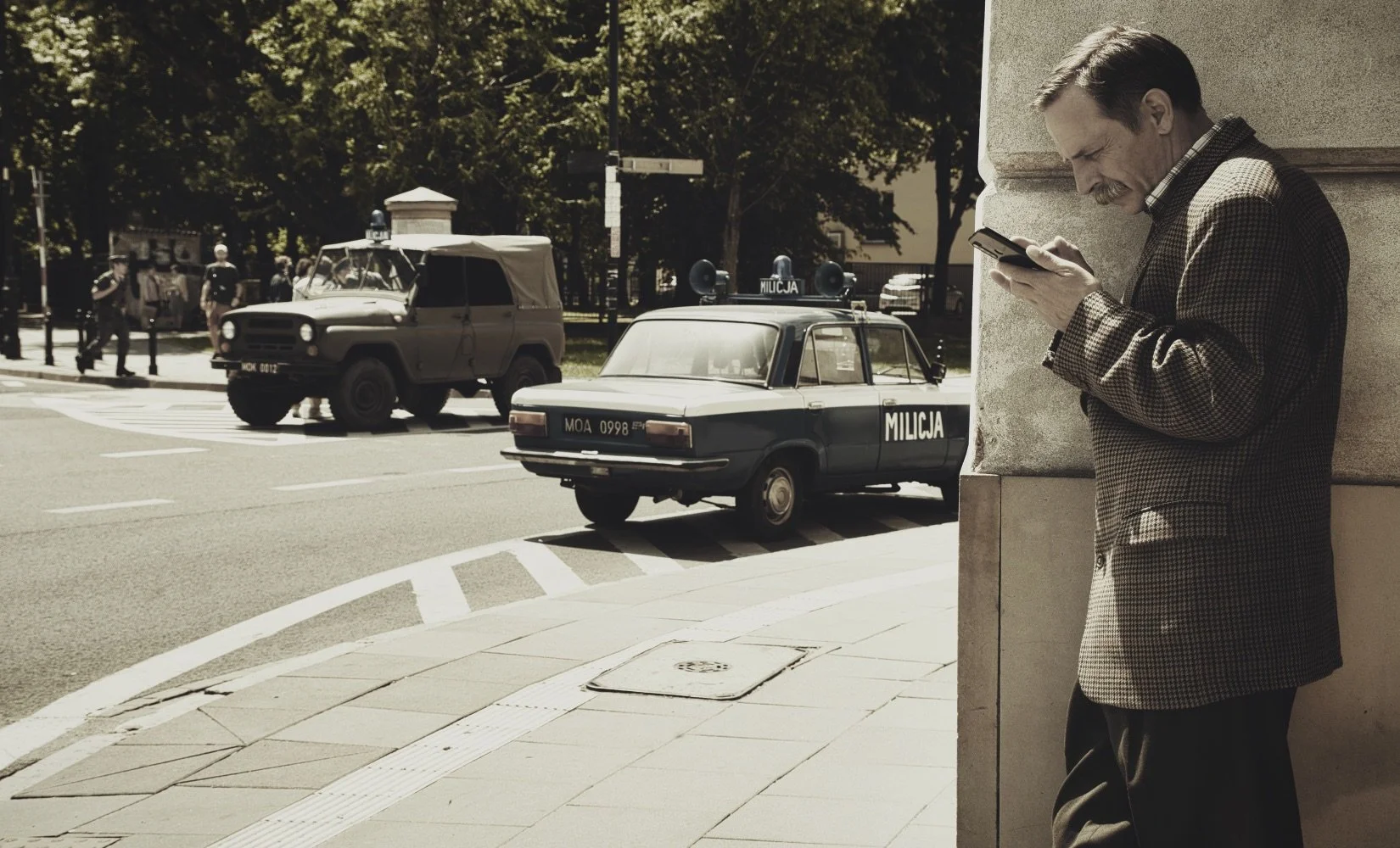 A photograph taken during a movie set, Warsaw