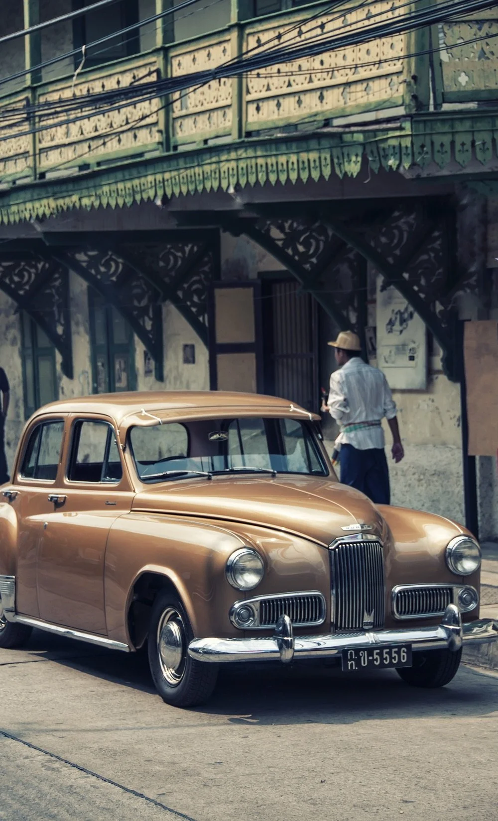 Humber Hawk classic car on a movie set, Bangkok, Thailand