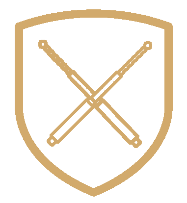 Un écusson avec deux lames croisées à l'intérieur.