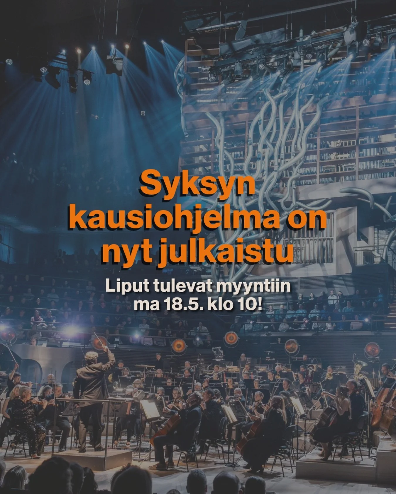Syksyn 2026 kausiohjelma on nyt julkaistu! 🎶

Ohjelmistomme t&auml;yttyy viel&auml; aiemmin julkistettujen konserttien lis&auml;ksi kolmella uudella el&auml;myksell&auml;: 

⭐️ 7.11. Myrskyluodolta Napapiirille -konsertissa tuttujen kotimaisten elok