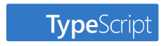Das Logo von TypeScript auf blauem Hintergrund.