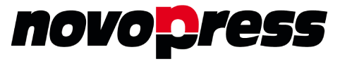 Logo mit dem Text 'novores' in Schwarz und Rot.