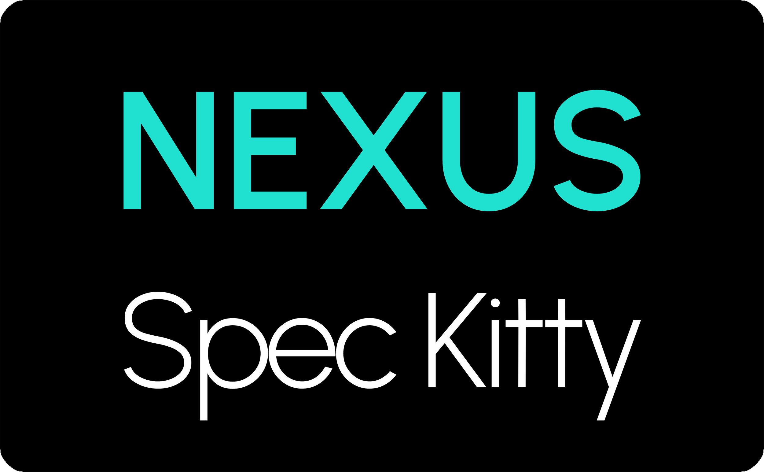 Das Logo des NEXUS Speck Kitties, bestehend aus dem großen, blauen Schriftzug 'NEXUS' und dem kleineren, weißen Schriftzug 'Speck Kitty' auf schwarzem Hintergrund.