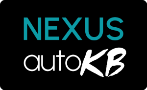 Logo mit der Aufschrift 'NEXUS autoKB' in blau, schwarz und weiß.