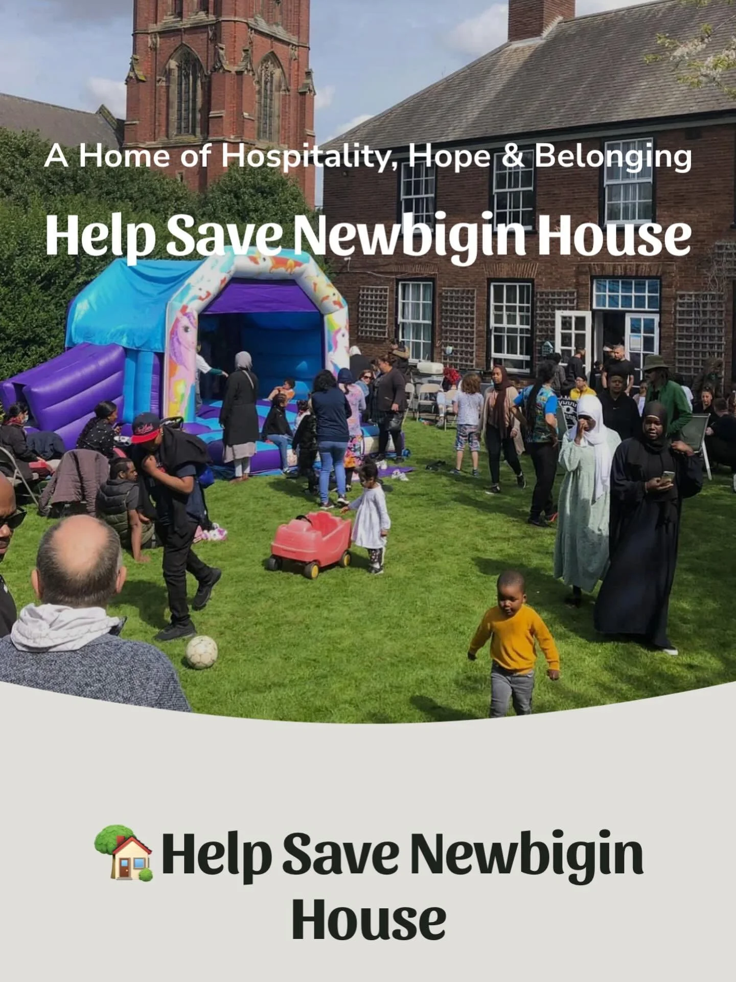 We need your help to secure Newbigin House.

So far, &pound;21k has been raised in cash and pledges&mdash;thank you! But we&rsquo;re still &pound;89k short of our immediate target and &pound;279k short overall. We need to respond to Birmingham Dioces