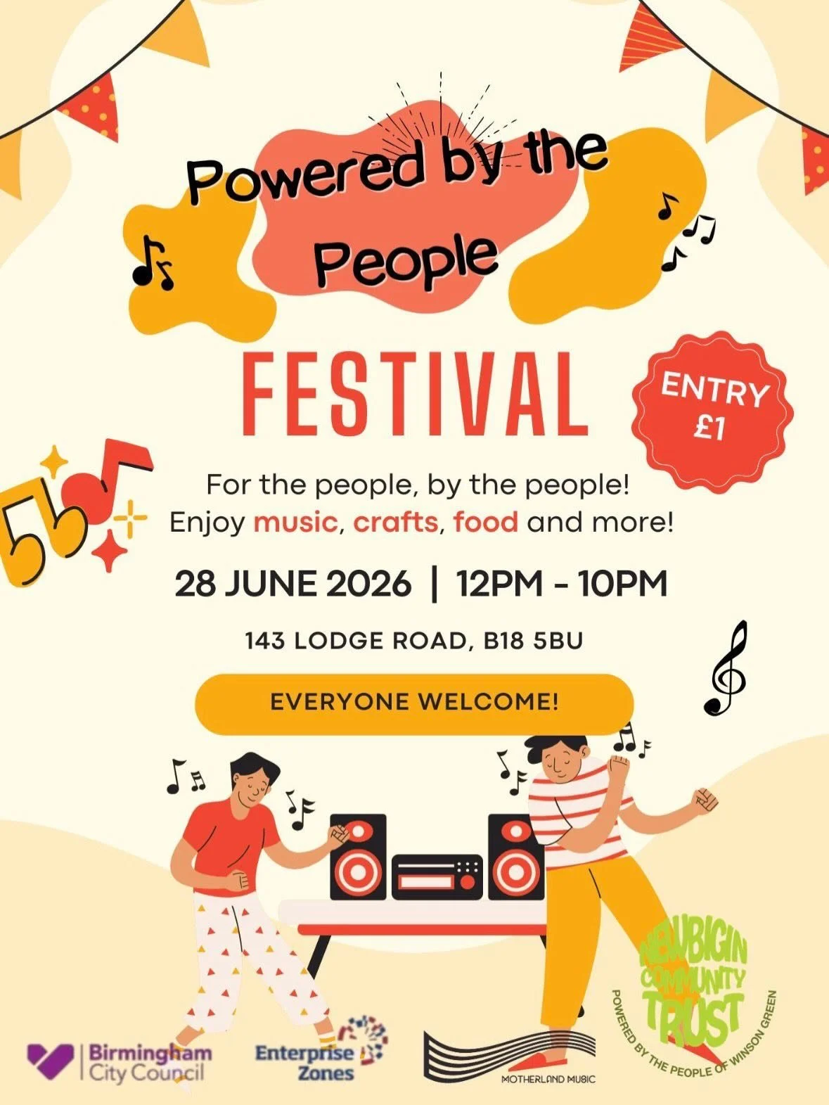 We are so excited for our upcoming music festival POWERED BY THE PEOPLE! we are after more people to book a stall for food/ crafts! 

If you are interested you can contact Megan on 0769036498 or visit www.motherlandmusiccic.com or scan the QR codes o