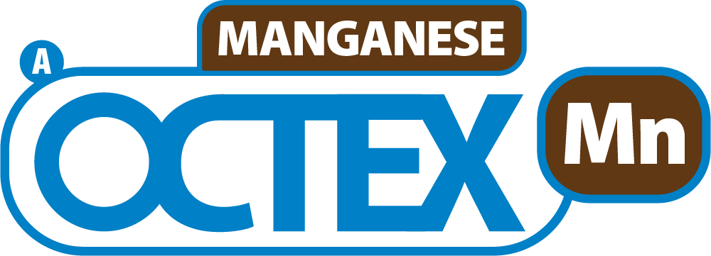 Logo featuring the word 'OCTEX' in blue with elements 'Manganese' and 'Mn' in brown outlined boxes.