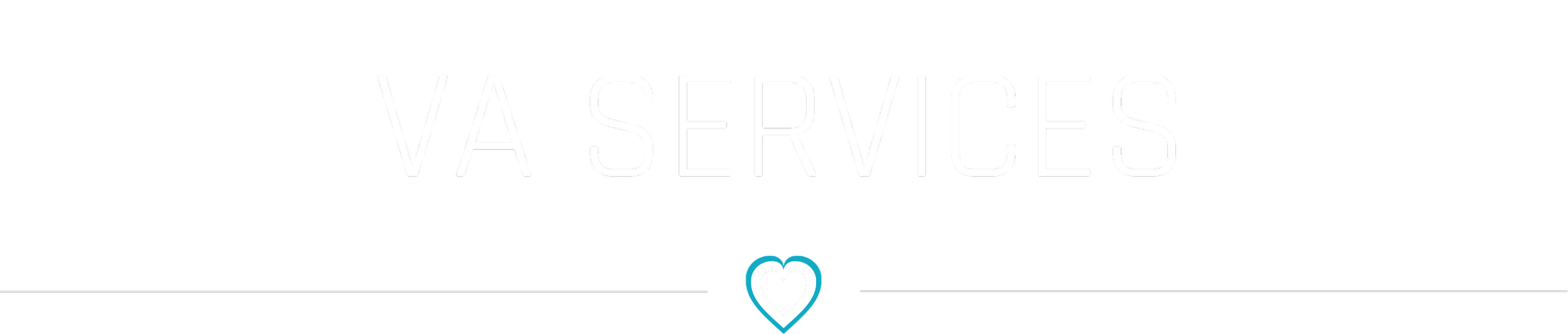 Black background with white text reading 'VA SERVICES' and a blue-outlined heart symbol beneath.