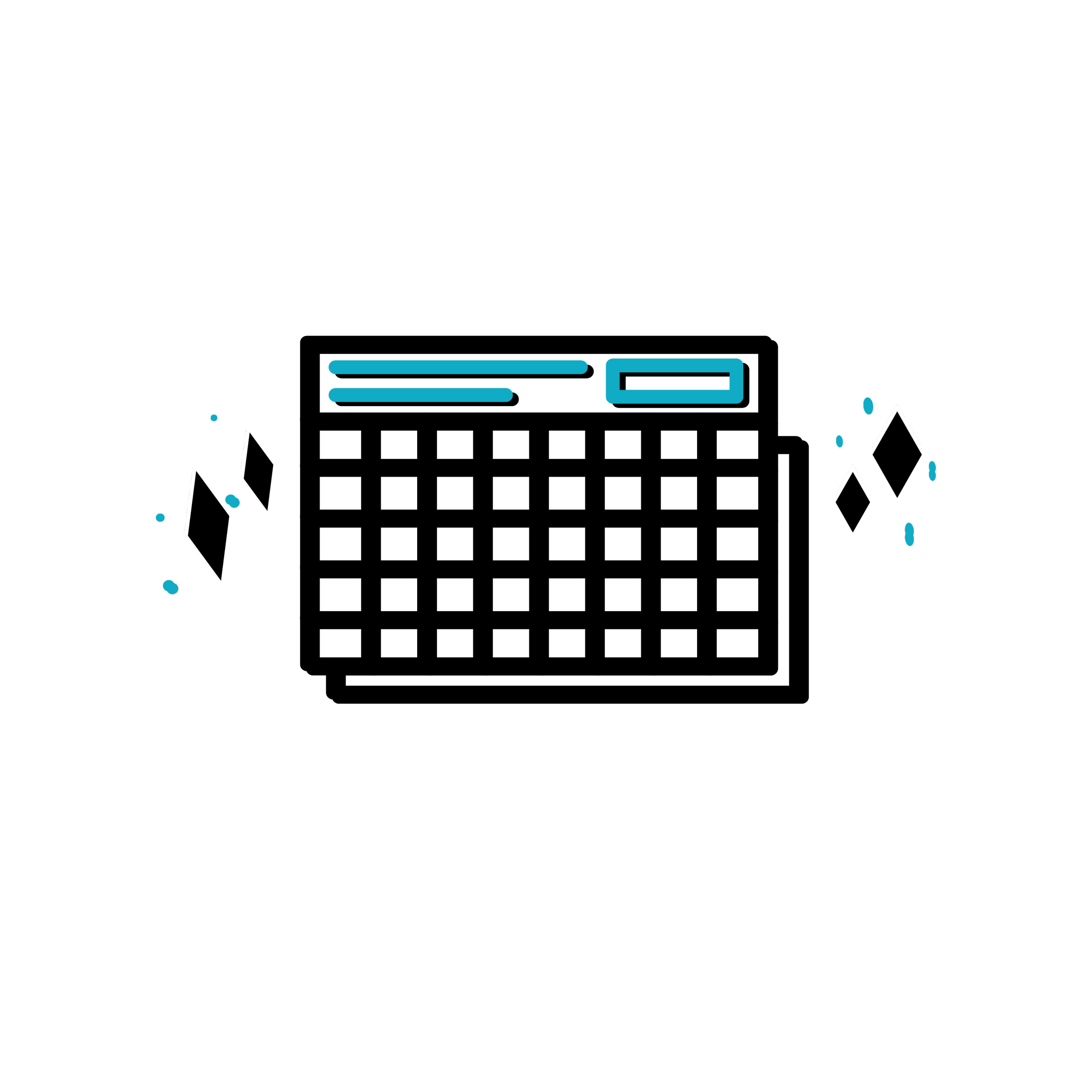 Graphic of a spreadsheet with sparkles floating around it.