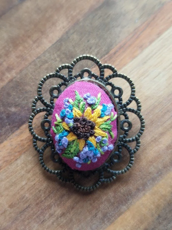 Sunflower Elegance Handcrafted Brooch