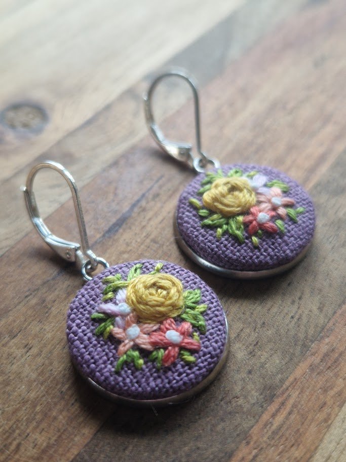 Hand Embroidered Floral Elegance Earrings