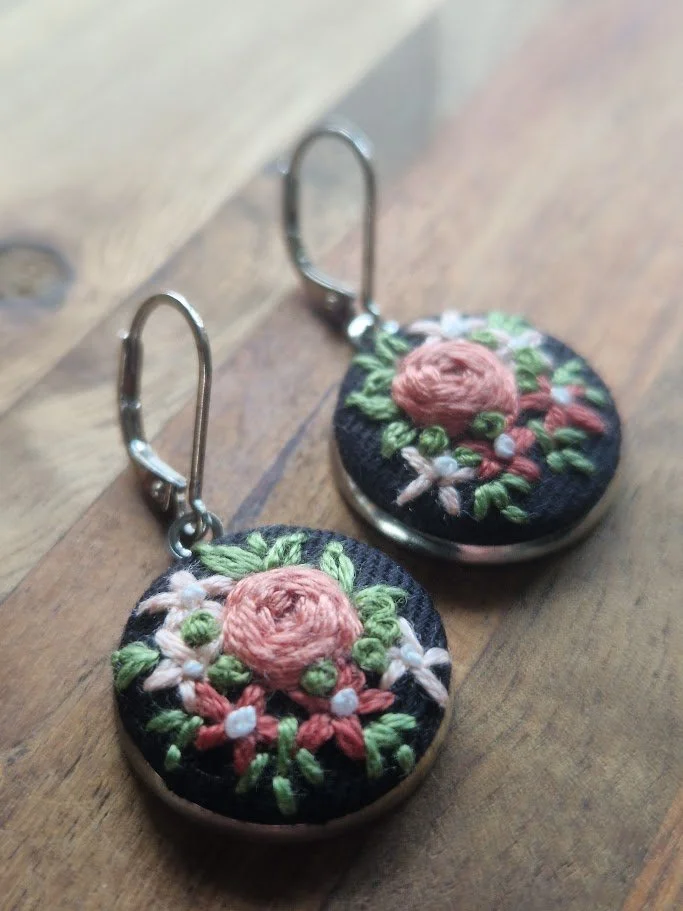 Artisanal Embroidered Floral Earrings