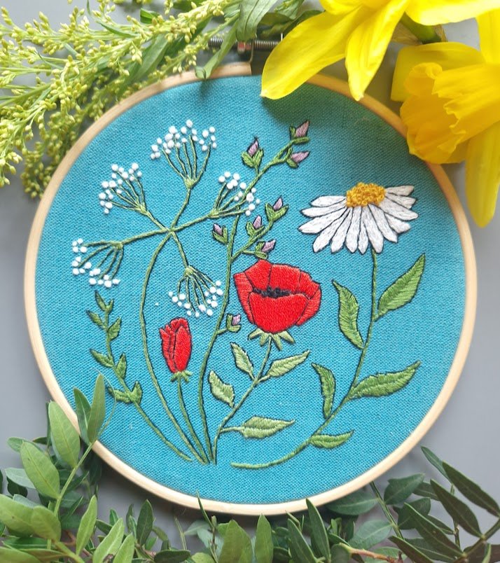 wildflowers on Teal