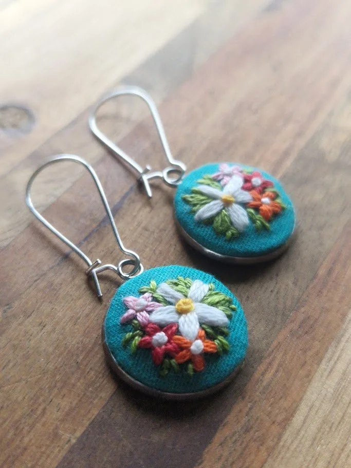 Artisanal Daisy Embroidered Earrings