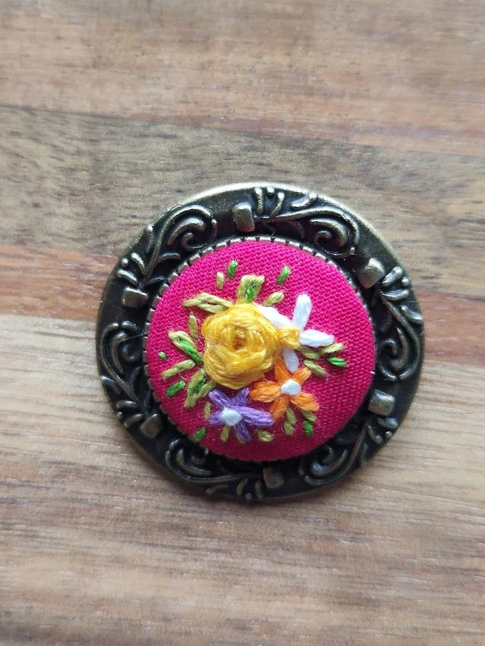 Handmade Floral Embroidered Brooch