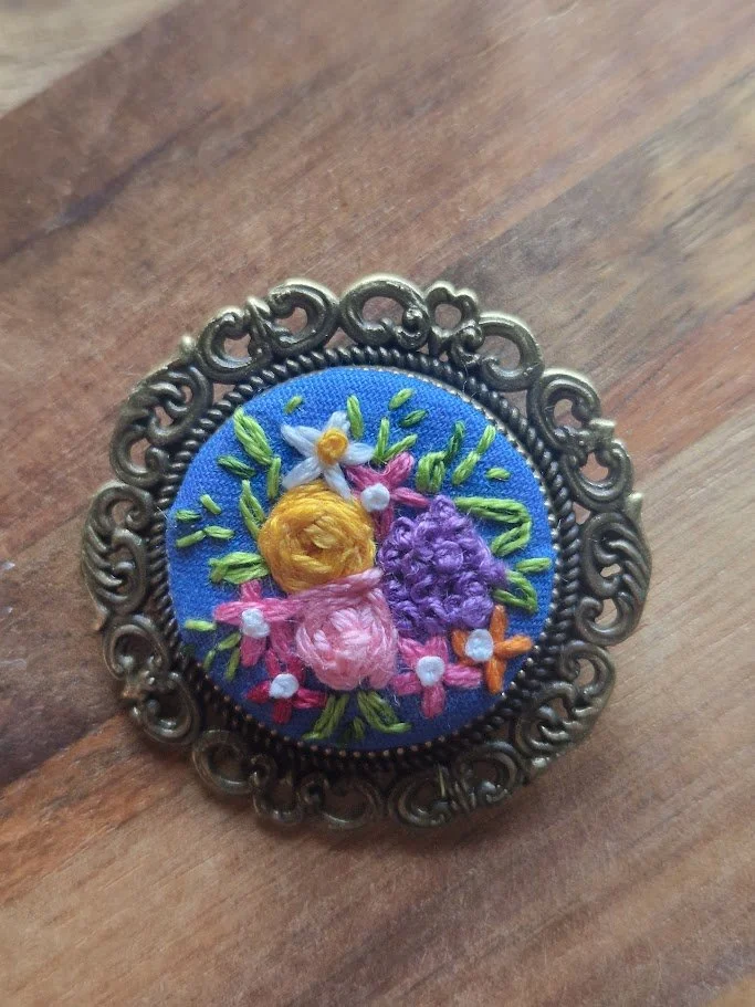 Handcrafted Floral Embroidered Brooch