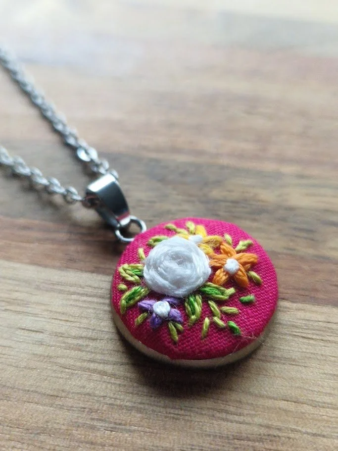Floral Elegance Embroidered Pendant