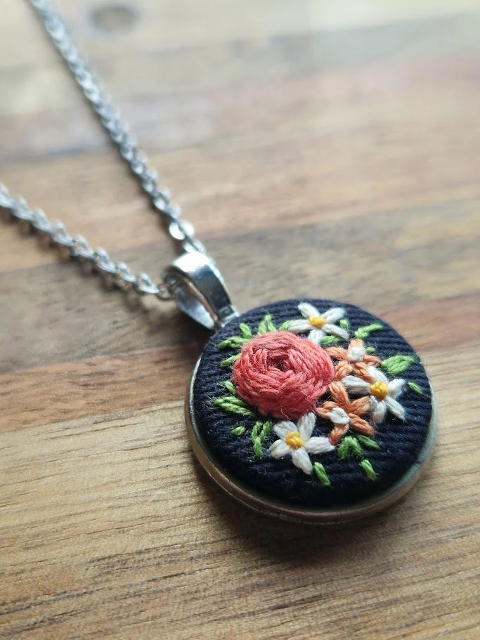 Artisan Floral Embroidered Pendant