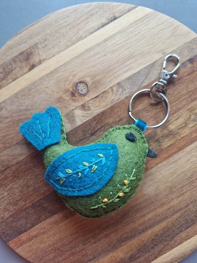 Handmade Felt Bird Charm Key Ring