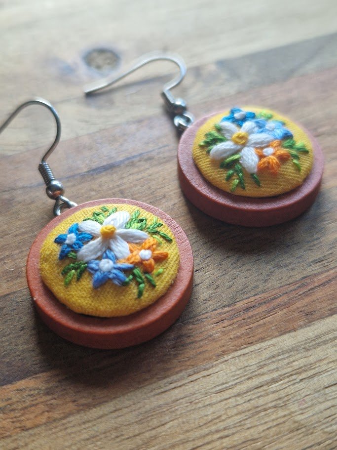 Handcrafted Floral Wooden Earrings