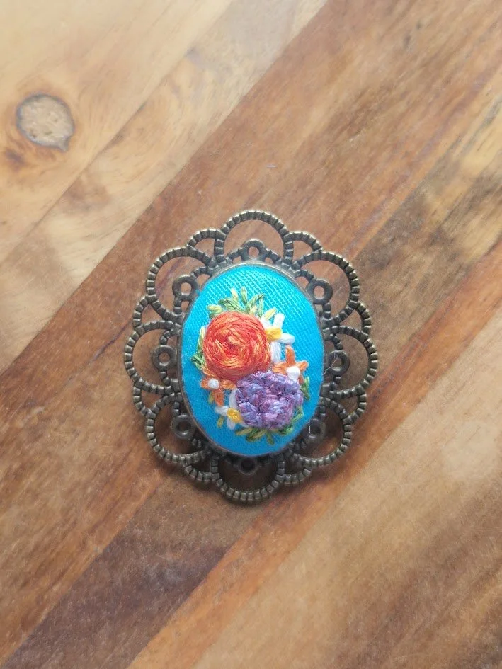 Floral Elegance Embroidered Brooch