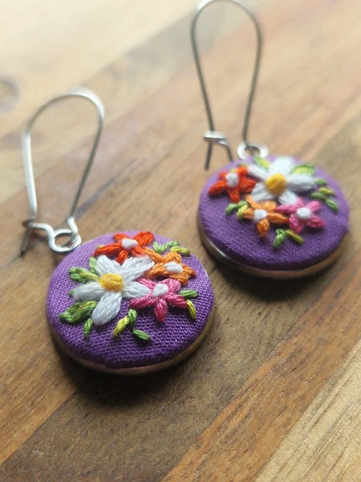 Floral Elegance Embroidered Earrings