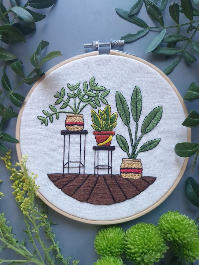 Trio of Plants Embroidery Kit