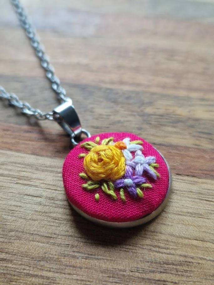 Floral Elegance Embroidered Pendant