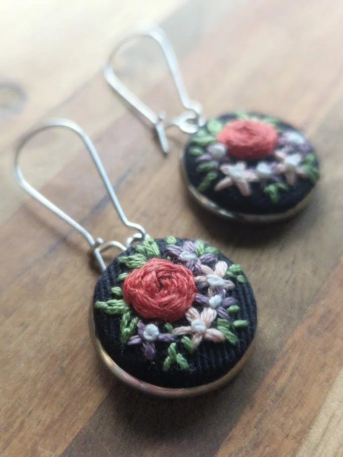 Handcrafted Floral Embroidery Earrings