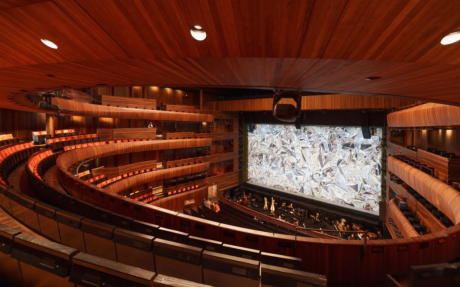 Norwegian National Opera and Ballet, Oslo, Norway by Snøhetta ('Metafoil' stage curtain by Pae White)