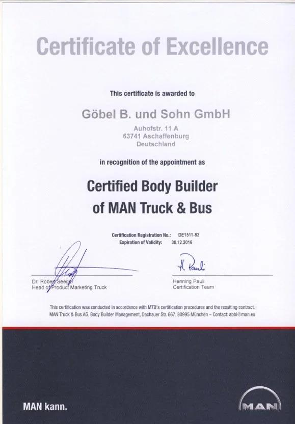 Göbel wird MAN-zertifizierter Aufbauer