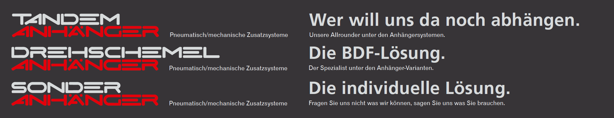 Aufteilung des Göbel Anhängerprogramms