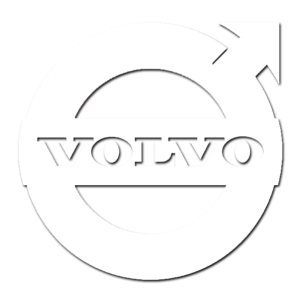 Schwarz-weiß-Logo von Volvo, zentriert in einem Kreis, mit dem Markennamen in der Mitte.