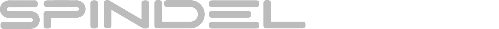 Logo mit dem Text 'SPINDELFLUSS' in grauer Schrift auf schwarzem Hintergrund.