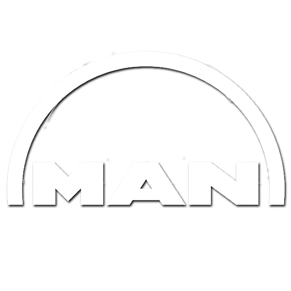 Weißes MAN-Logo auf schwarzem Hintergrund