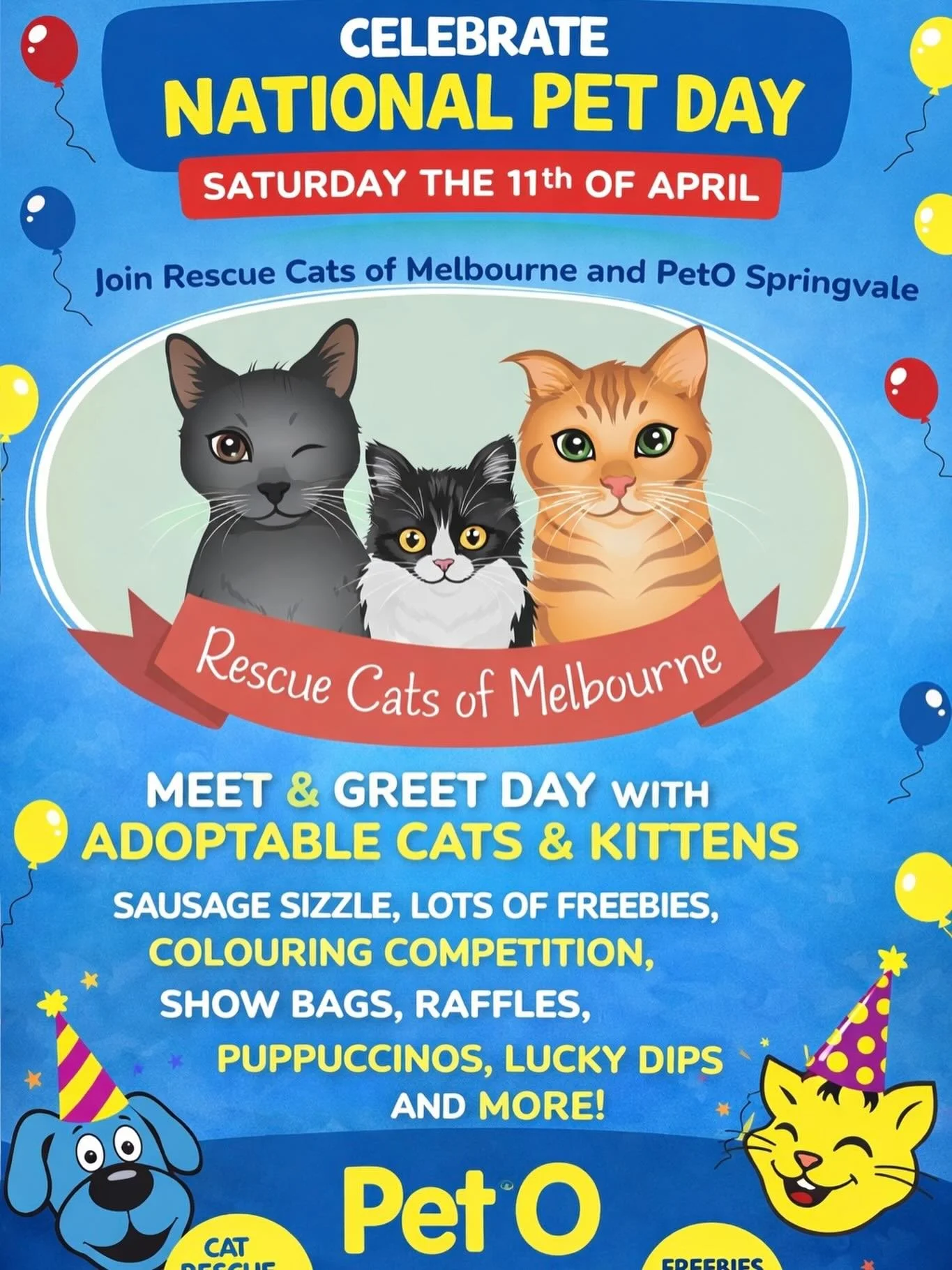Celebrate National Pet Day with some feline friends! 🐾✨

Join us and PetO Springvale for a purr-fect day out. Whether you&rsquo;re looking to expand your fur-family or just want to support a great cause, there&rsquo;s something for everyone.

🗓️ Ev