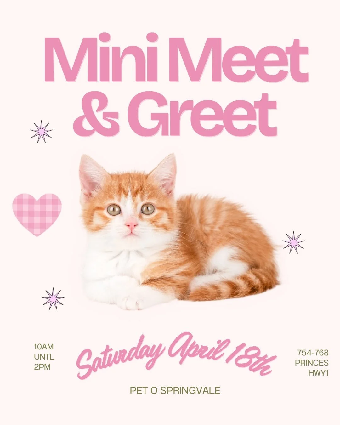 🐾 SURPRISE MINI MEET &amp; GREET ALERT! 🐾

We are so excited to announce a Surprise Mini Meet &amp; Greet happening tomorrow! Whether you&rsquo;re a long-time follower or just looking for some weekend paws-itivity, we&rsquo;d love to see you!

📍 W