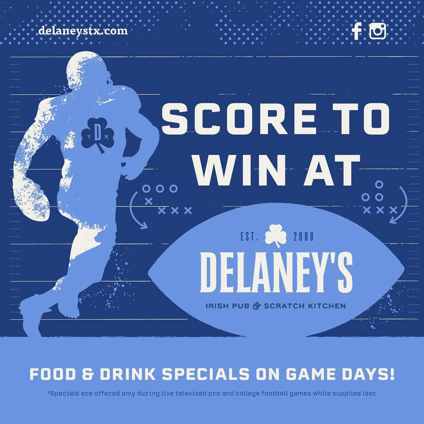 Thursday night football at Delaney&rsquo;s! Come watch the Seahawks and the Cardinals in a battle of the birds!