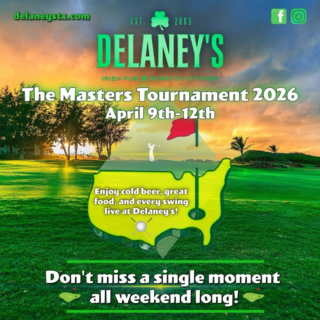 ⛳ The Masters is here! 🌺

Catch every swing, every birdie, and every dramatic finish at Delaney&rsquo;s! Whether you&rsquo;re rooting for your favorite golfer or just here for the good vibes, we&rsquo;ve got the perfect spot for you.

🍻 Cold drinks