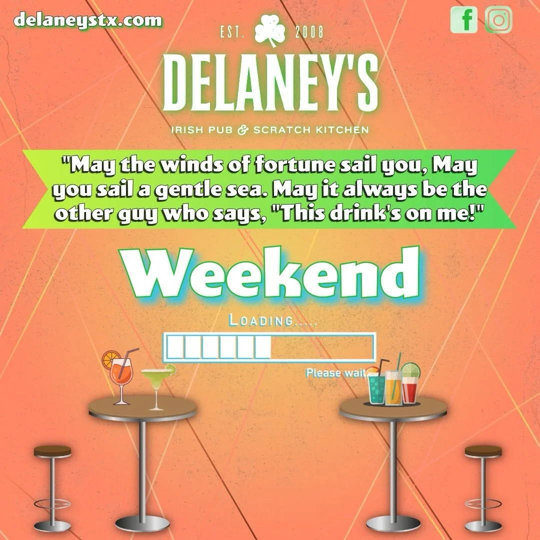 ⚡ WEEKEND LOADING&hellip; ⚡

The countdown is ON ⏳
Work is almost done, and the good times are about to begin&hellip;

🍻 Cold drinks
🍔 Great food
🎶 Good vibes
📍 All at Delaney&rsquo;s

Why wait for the weekend when you can start it early?

Grab y