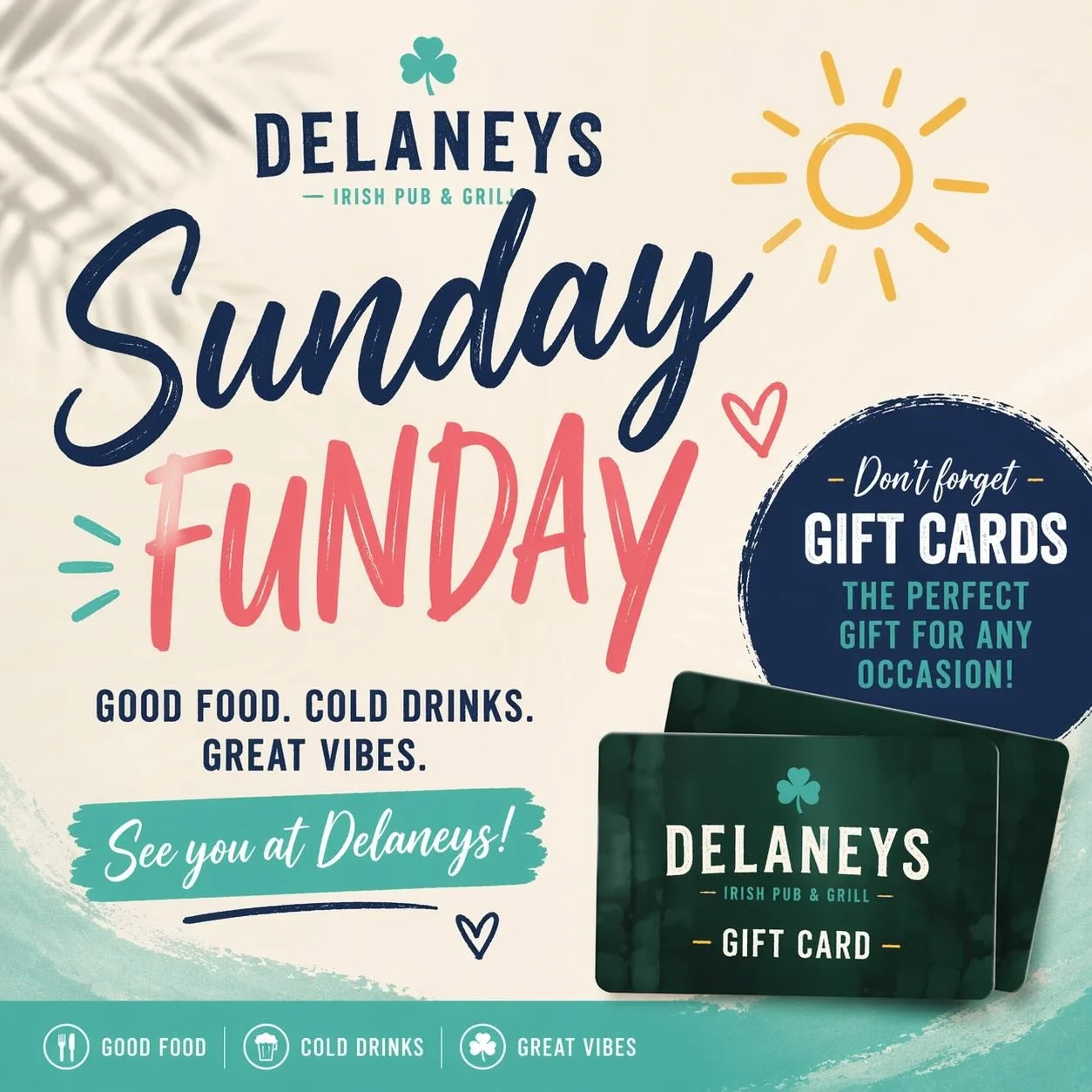 Sunday plans = handled 🍻

It&rsquo;s Sunday Funday at Delaney&rsquo;s &mdash; where the drinks are cold, the food hits just right, and the vibes don&rsquo;t miss.

Grab your crew, stay a while, and don&rsquo;t forget to snag a Delaney&rsquo;s gift c
