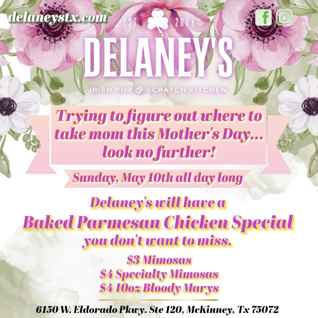 Something special is on the way&hellip; 🌸

This Sunday, May 10th, we&rsquo;re celebrating the ones who do it all.
Whether it&rsquo;s raising a glass, sharing a meal, or just taking a well-earned break &mdash; Mother&rsquo;s Day at Delaney&rsquo;s is