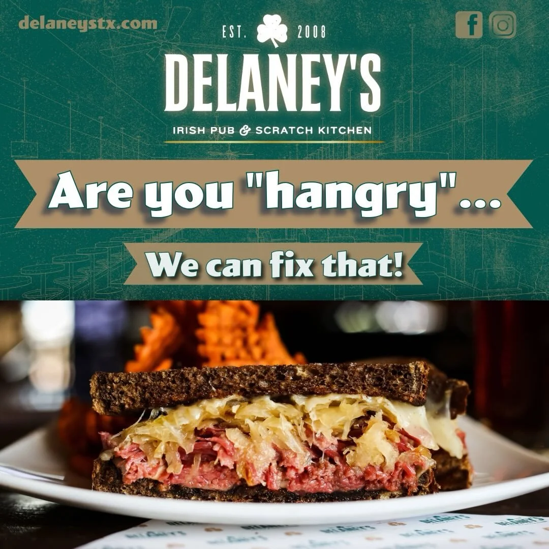 Warning: being &ldquo;hangry&rdquo; may cause sudden cravings for burgers, cold beer, and a trip to Delaney&rsquo;s. 🍔🍺
Don&rsquo;t risk it &mdash; grab your crew, cure the cravings, and turn that hanger into happiness with great food, drinks, and 