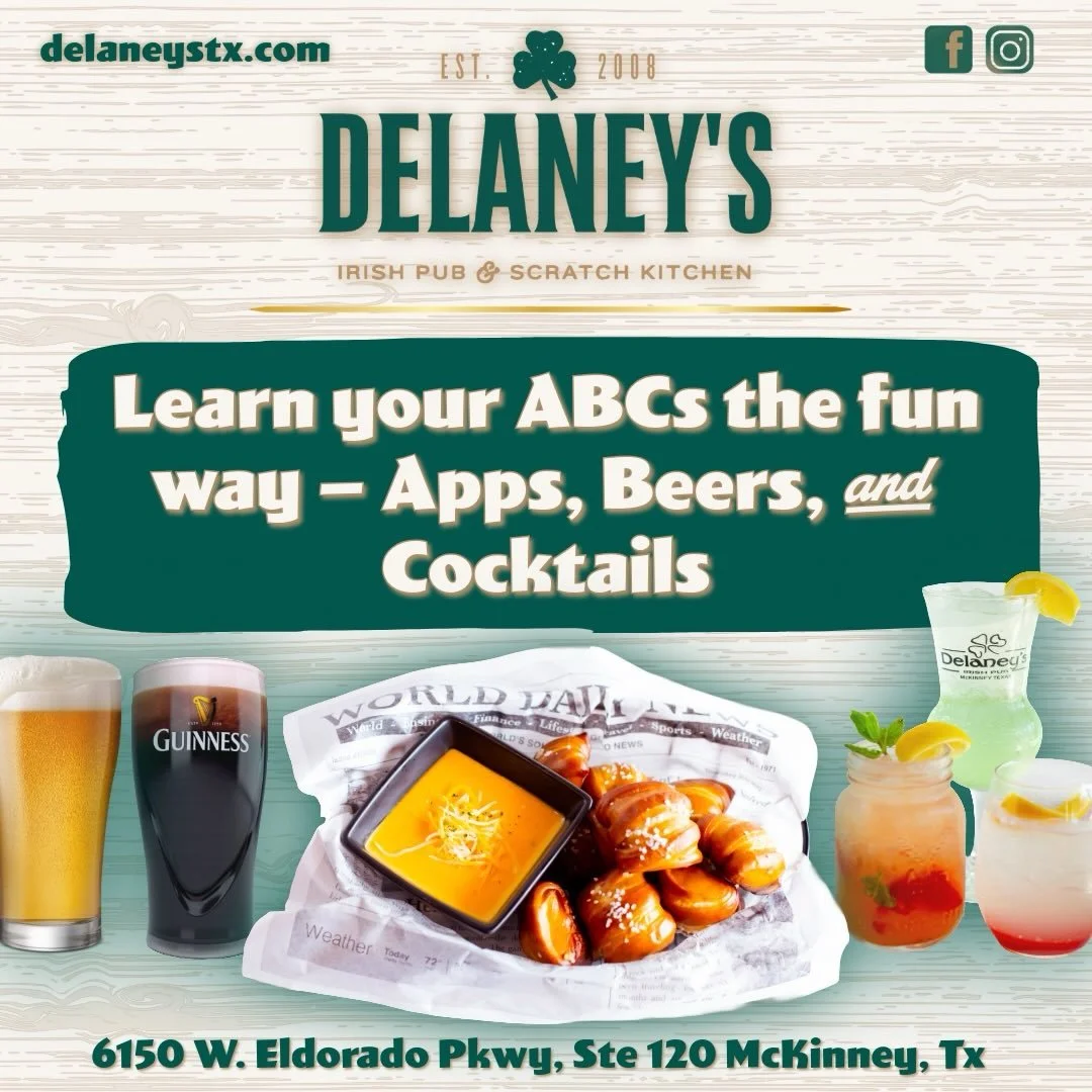 The ABCs of a great night out? 🍻🍸🍴
Apps. Beer. Cocktails.
We&rsquo;ve got all three waiting for you at Delaney&rsquo;s Irish Pub &mdash; now all we&rsquo;re missing is YOU!

Grab your crew, order your favorites, and turn an ordinary night into a l