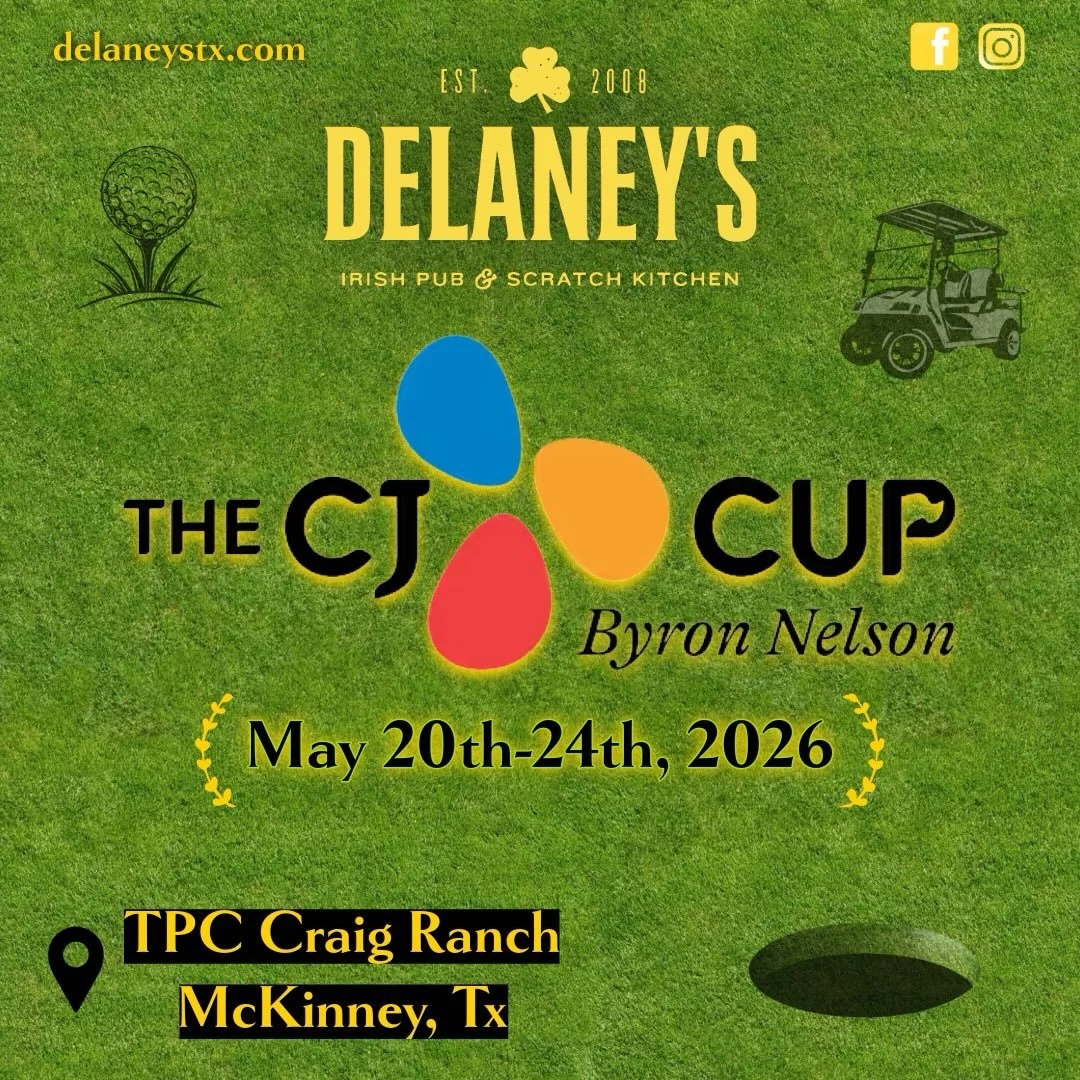 🏌️&zwj;♂️ The greens are calling and the drinks are pouring! 🍻
Whether you&rsquo;re headed to the Byron Nelson or looking for the perfect 19th hole, swing by Delaney&rsquo;s for cold beer, great cocktails, delicious food, and the best vibes in town