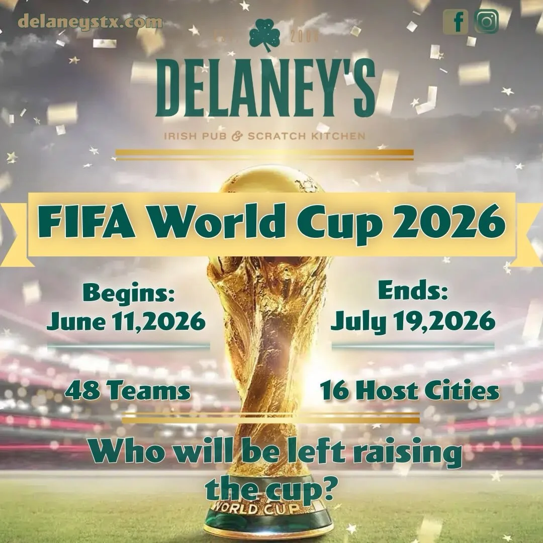 ⚽🌎 The countdown is on! The World Cup kicks off June 11th, and there&rsquo;s no better place to catch every match than Delaney&rsquo;s! Grab your crew, claim your seat, and cheer on your favorite team with ice-cold drinks, great food, and all the ac