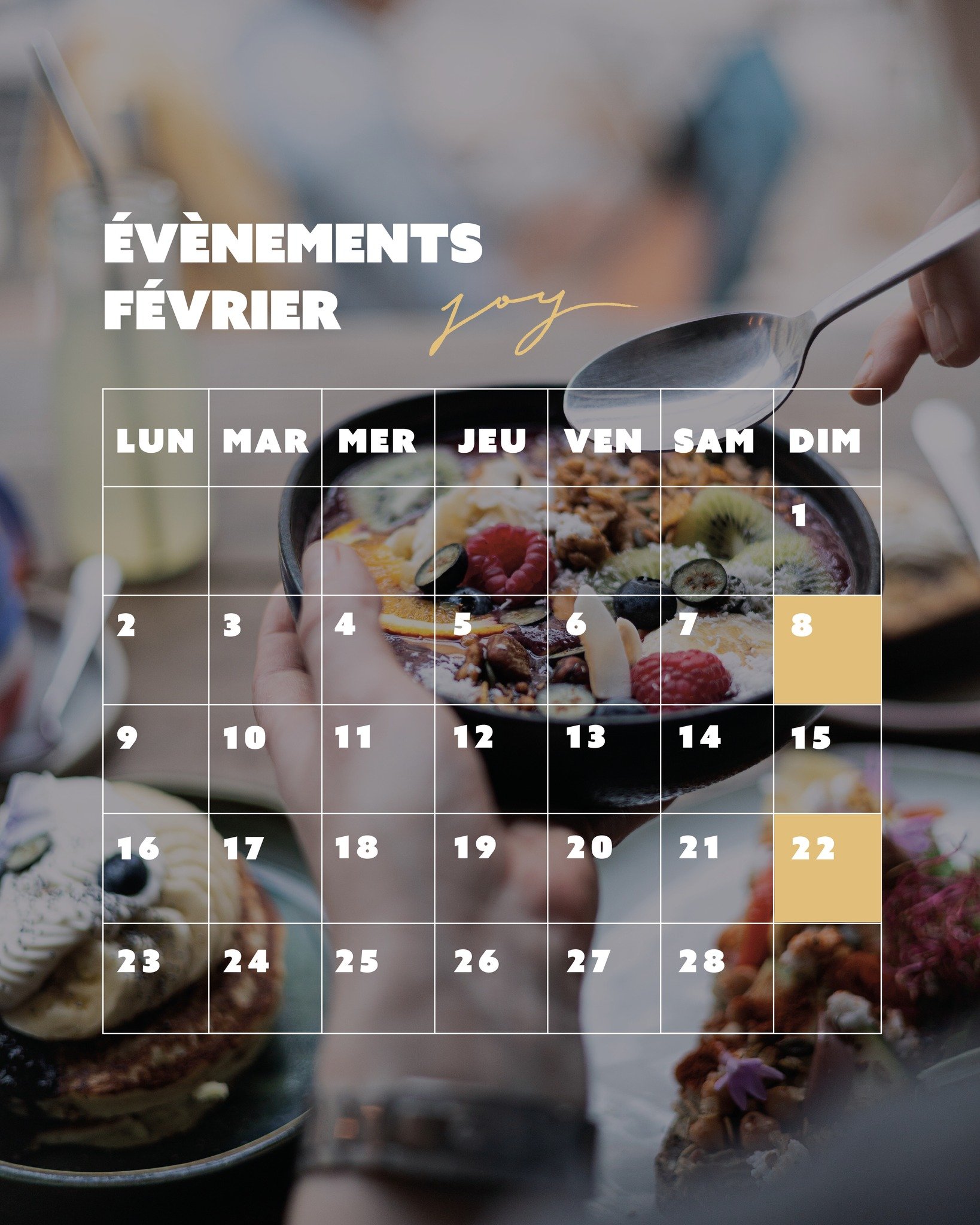 Les ateliers &amp; Workshops du mois 🌱

F&eacute;vrier continue de nous inviter &agrave; ralentir, &agrave; revenir au souffle et au go&ucirc;t des choses simples. Ce mois-ci, JOY vous propose des rendez-vous pour ouvrir et mobiliser le corps, cuisi
